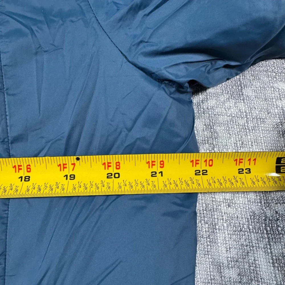 The North Face Puffer Jacket Mens Medium Blue Insulated Full Zip Quilted Coat